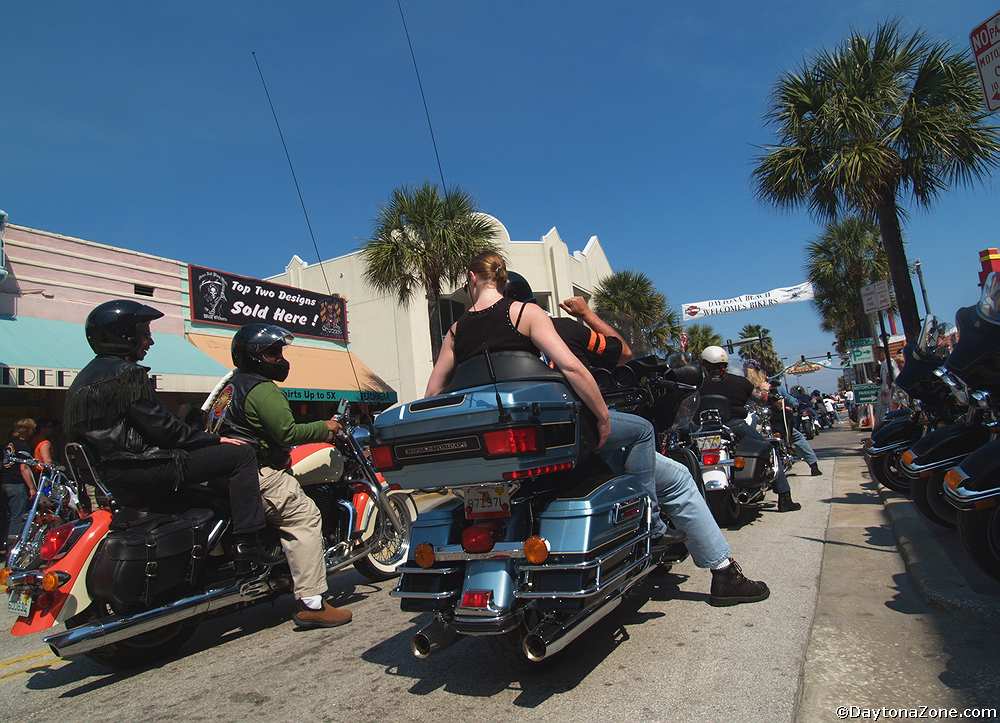 Riding a Honda Motorcycle at Daytona